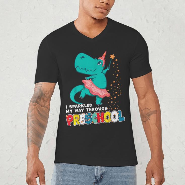 Cute Magical Ballerina Dino Unicorn Preschool Graduation Men's V-Neck T-Shirt