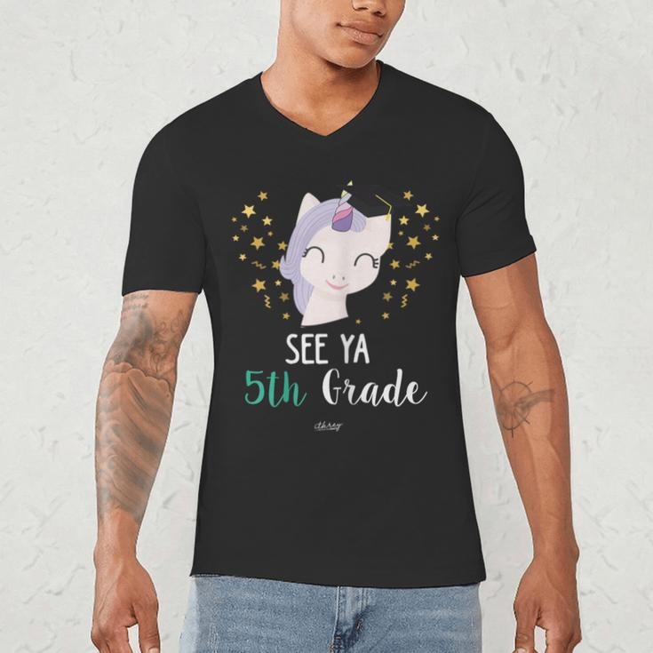 Cute Unicorn See Ya 5th Grade Graduation Shirt Men's V-Neck T-Shirt
