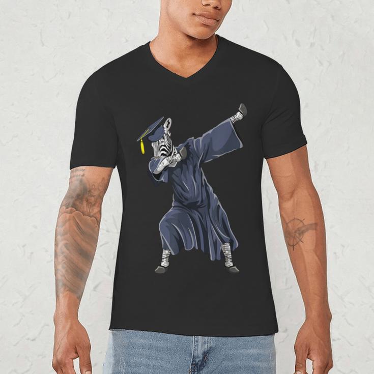 Dabbing Graduate Zebra Team Mascot Graduation Senior Shirt Men's V-Neck T-Shirt