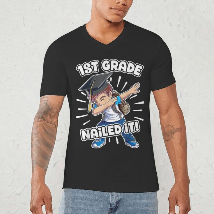 Dabbing Graduation Boy 1st Grade Class Of 2021 Nailed It Men's V-Neck T-Shirt