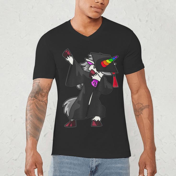 Dabbing Unicorn Cap And Gown Graduate 2021 Graduation Day Men's V-Neck T-Shirt