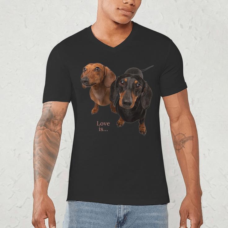 Dachshund Shirt Doxie Mom Dad Love Wiener Dog Puppy Cute Tee Men's V-Neck T-Shirt
