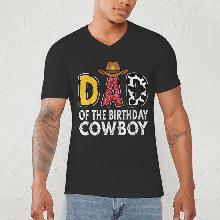 Dad 1st Birthday Cowboy Western Dad Birthday Boy Men's V-Neck T-Shirt