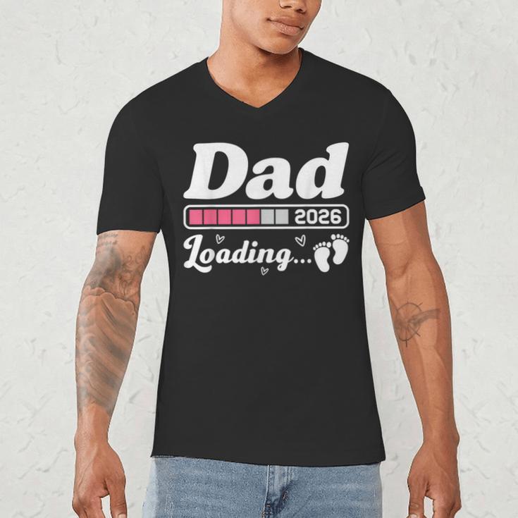 Dad To Be 2026 Loading Pink Pregnancy Reveal New Dad Daddy Men's V-Neck T-Shirt