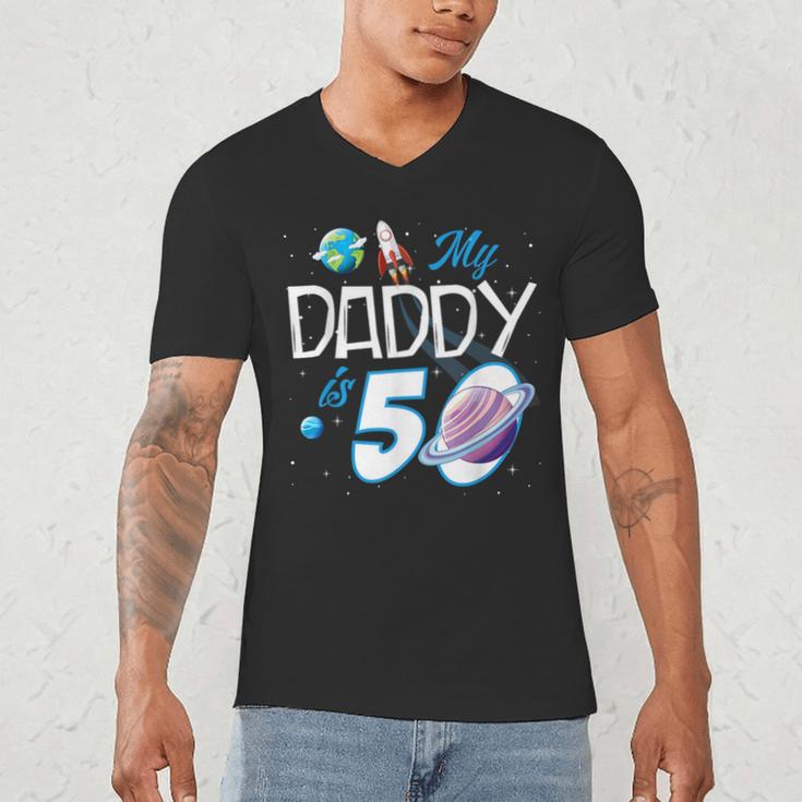 My Dad Is 50 Years Daddy Father 50th Years Birthday Men's V-Neck T-Shirt