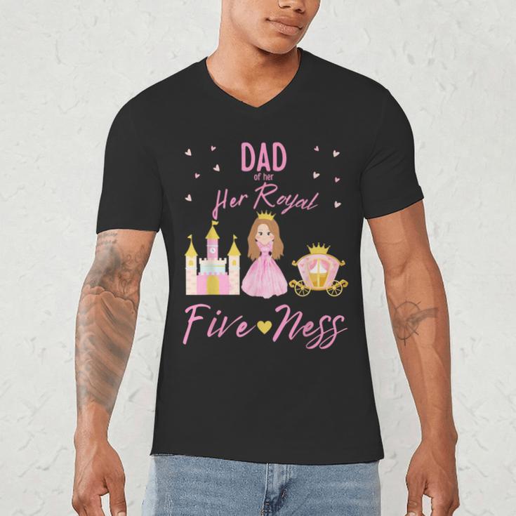 Dad 5th Birthday Her Royal Fiveness Princess Matching Men's V-Neck T-Shirt