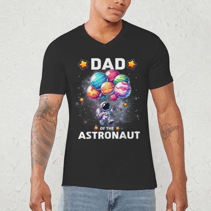 Dad Of The Astronaut Space Theme First Birthday Party Men's V-Neck T-Shirt