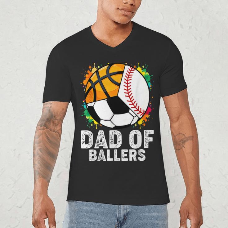 Dad Of Ballers Baseball Soccer Basketball Dad Men's V-Neck T-Shirt