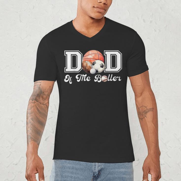 Dad Of The Birthday Boller Born 2 Ball Matching Family Party Men's V-Neck T-Shirt