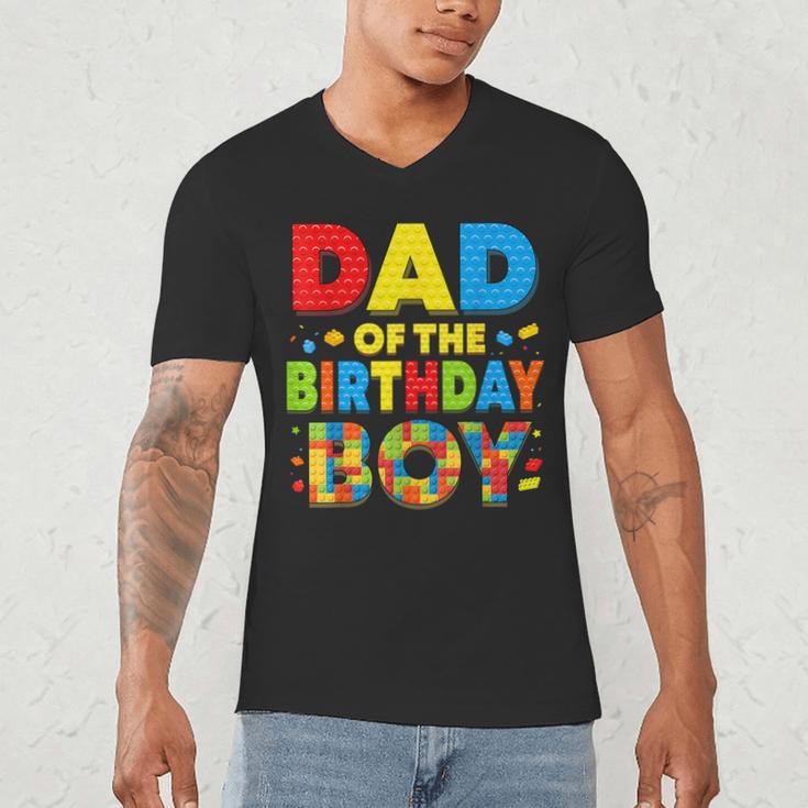 Dad Of The Birthday Boy Building Block Birthday Men's V-Neck T-Shirt