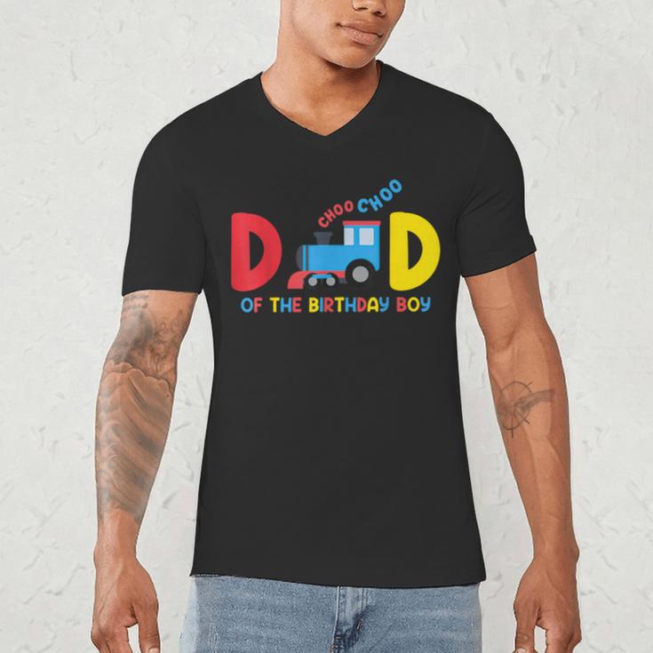 Dad Of The Birthday Boy Choo Choo Train Family Matching Men's V-Neck T-Shirt