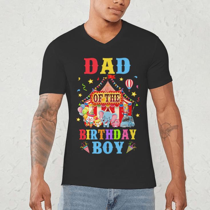 Dad Of The Birthday For Boy Circus Carnival Theme Party Men's V-Neck T-Shirt
