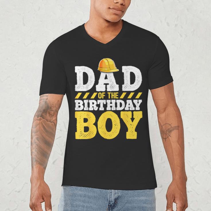 Dad Of The Birthday Boy Construction Birthday Party Hat Men Men's V-Neck T-Shirt