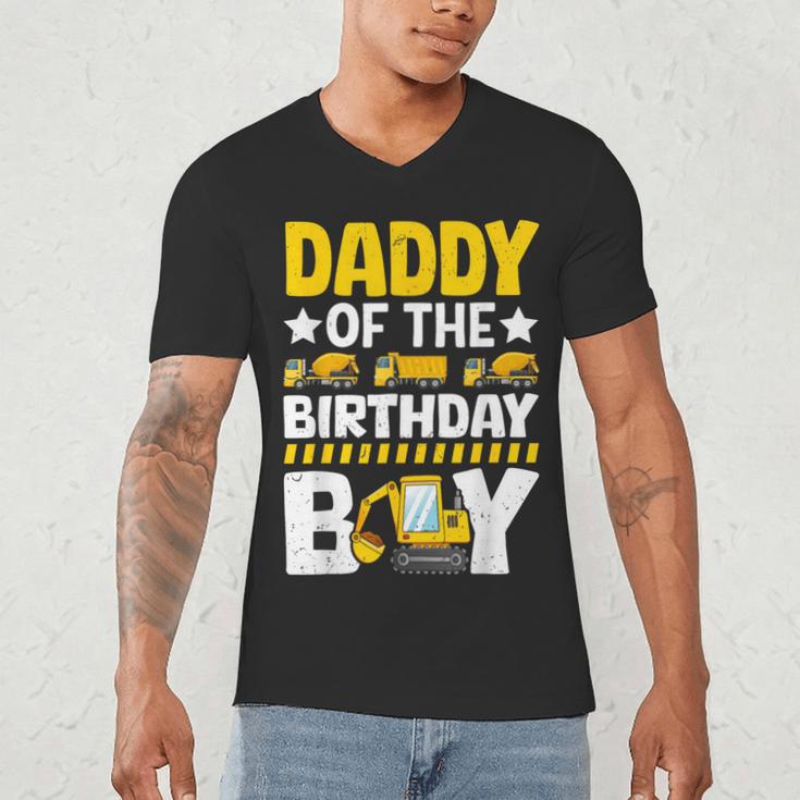 Dad Of The Birthday Boy Construction Theme Party Matching Men's V-Neck T-Shirt