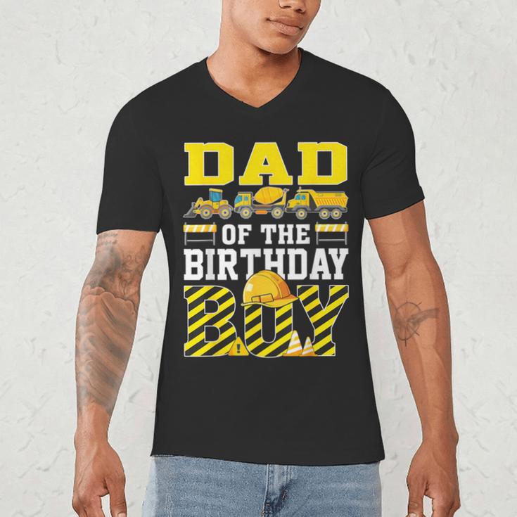 Dad Of The Birthday Boy Construction Truck Men's V-Neck T-Shirt