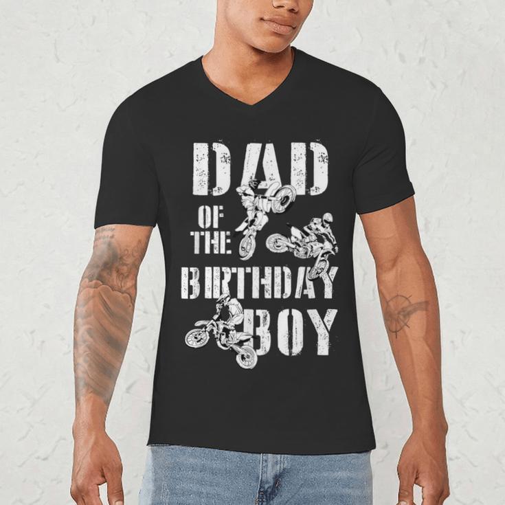 Dad Of The Birthday Boy Dirt Bike Men's V-Neck T-Shirt