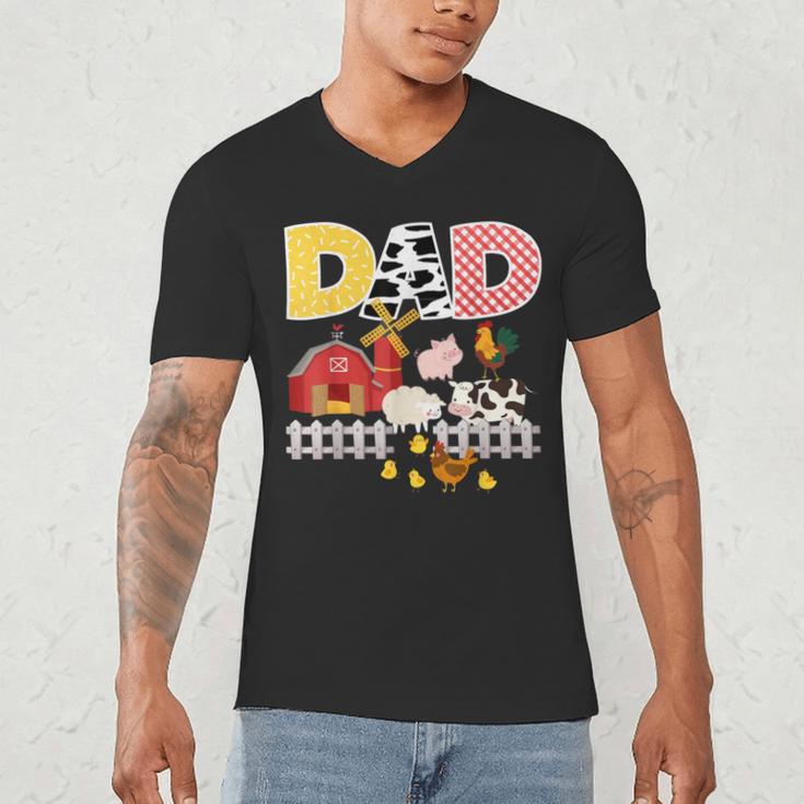 Dad Birthday Boy Farm Animal Farming Farmer Family B-Day Men's V-Neck T-Shirt