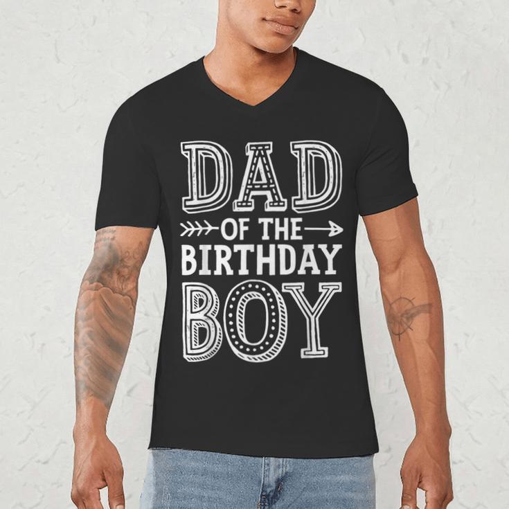 Dad Of The Birthday Boy Father Papa Family Matching Men's V-Neck T-Shirt