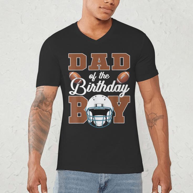 Dad Of The Birthday Boy Football Party Family Matching Men's V-Neck T-Shirt