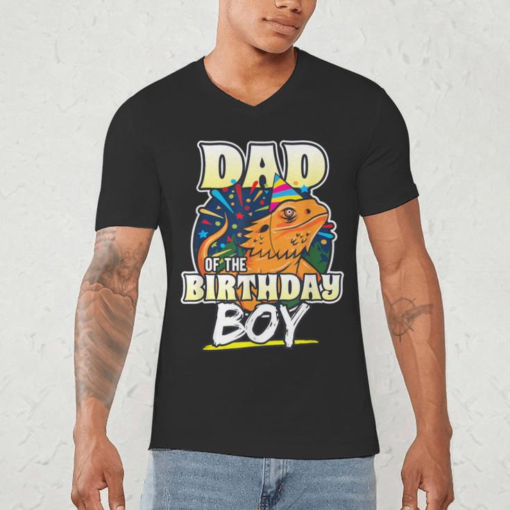 Dad Of Birthday Boy Kids Reptile Birthday Party Men's V-Neck T-Shirt Dad Of Birthday Boy Kids Reptile Birthday Party Men's V-Neck T-Shirt