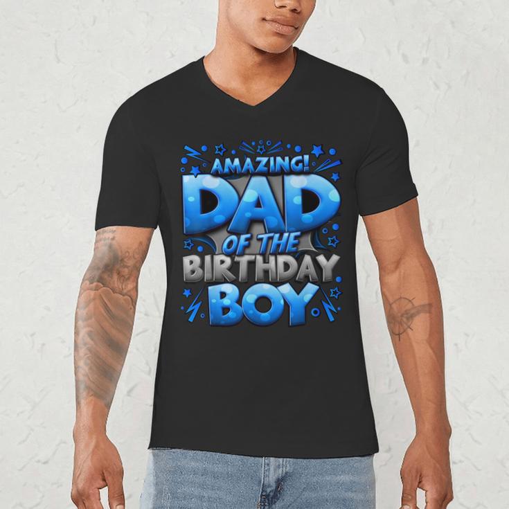 Dad Of The Birthday Boy Matching Family Father Men's V-Neck T-Shirt