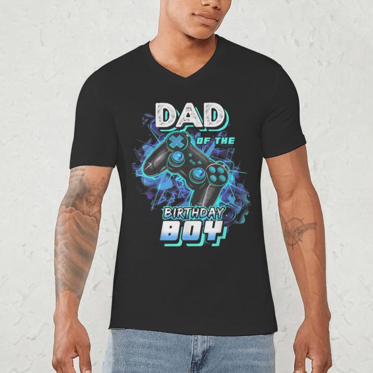 Dad Of The Birthday Boy Matching Video Game Birthday Party Men's V-Neck T-Shirt