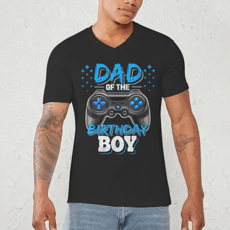 Dad Of The Birthday Boy Matching Video Gamer Birthday Party Men's V-Neck T-Shirt