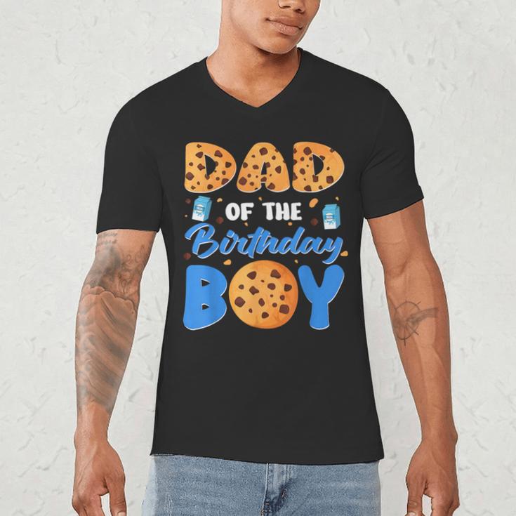 Dad Of The Birthday Boy Milk And Cookies 1 Year Old Men's V-Neck T-Shirt Dad Of The Birthday Boy Milk And Cookies 1 Year Old Men's V-Neck T-Shirt