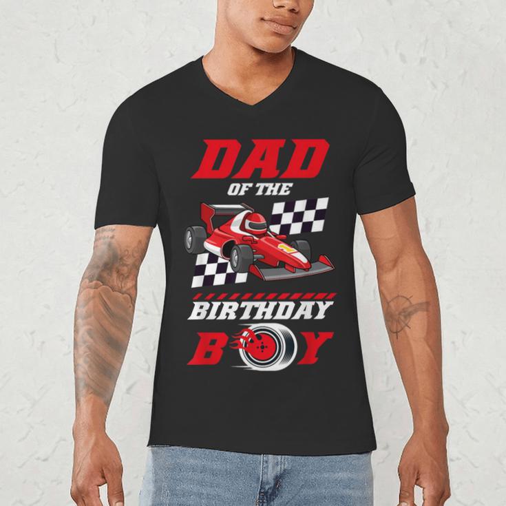 Dad Of The Birthday Boy Pit Crew Race Car Matching Family Men's V-Neck T-Shirt