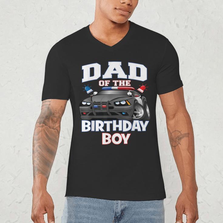 Dad Of The Birthday Boy Policeman Officer Party Men's V-Neck T-Shirt Dad Of The Birthday Boy Policeman Officer Party Men's V-Neck T-Shirt