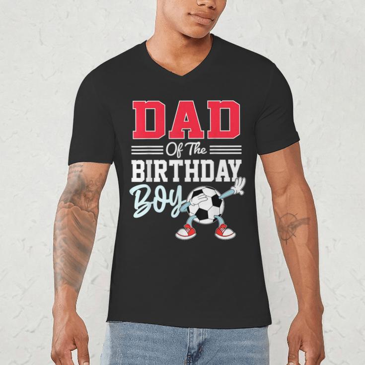Dad Of The Birthday Boy Shirt Soccer Party Family Daddy Men's V-Neck T-Shirt