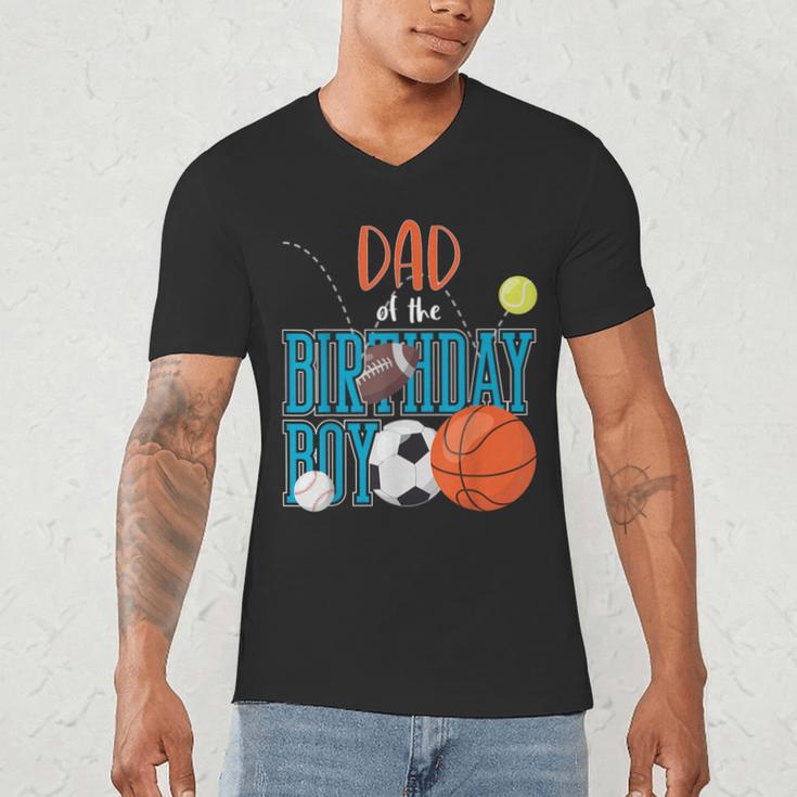 Dad Of The Birthday Boy Sports Matching Family Men's V-Neck T-Shirt