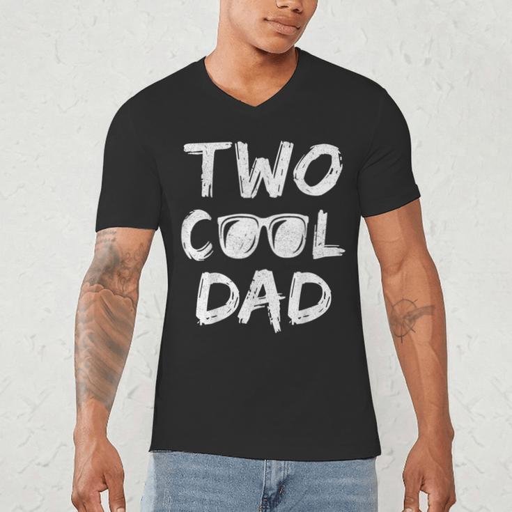 Dad Of The Birthday Boy Two Cool 2nd Bday Family Matching Men's V-Neck T-Shirt