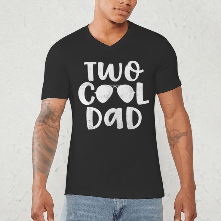 Dad Of The Birthday Boy Two Cool 2nd Bday Father Papa Daddy Men's V-Neck T-Shirt