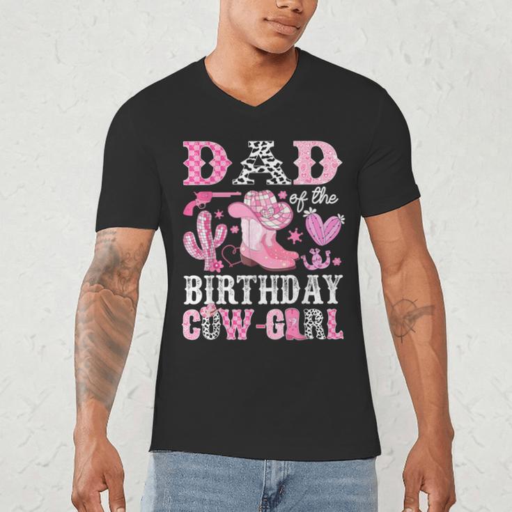 Dad Of The Birthday Cow-Girl Rodeo Cowgirl Bday Men's V-Neck T-Shirt