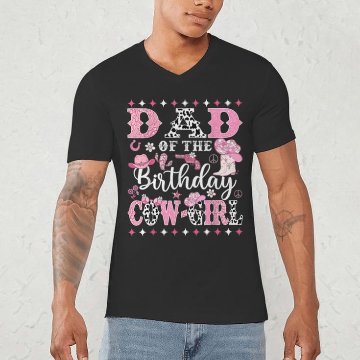 Dad Of The Birthday CowGirl Rodeo CowGirl Birthday Men's V-Neck T-Shirt
