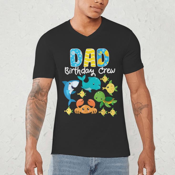 Dad Birthday Crew Sea Ocean Fish Aquarium Bday Party Men's V-Neck T-Shirt