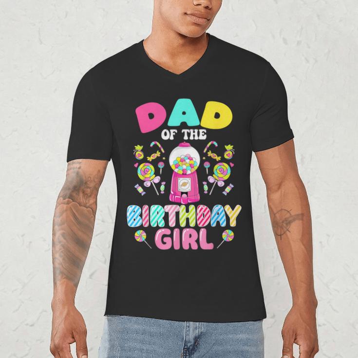Dad Of The Birthday Girl Candy Family Bday Party Men's V-Neck T-Shirt