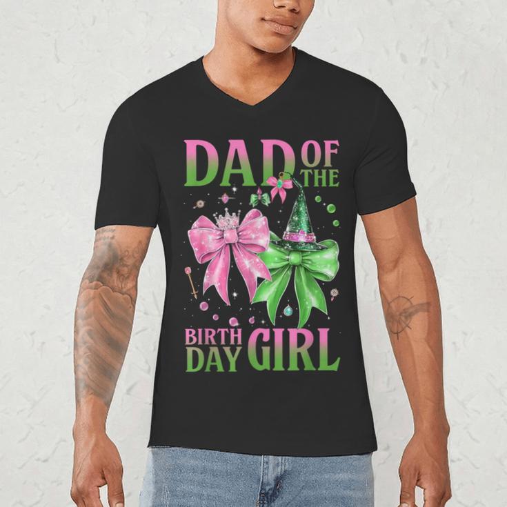 Dad Of The Birthday Girl Coquette Matching Family Party Men's V-Neck T-Shirt