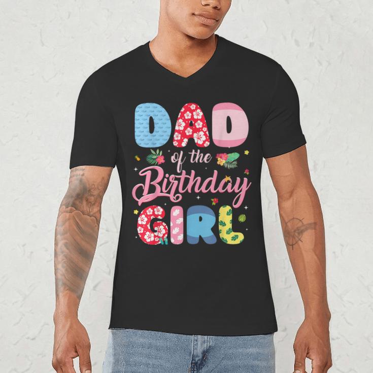 Dad Of The Birthday Girl Family Summer Beach Birthday Party Men's V-Neck T-Shirt