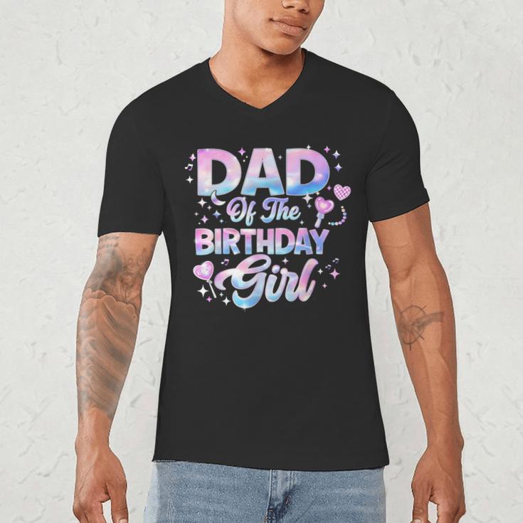 Dad Of The Birthday Girl Kpop Family Matching Party Men's V-Neck T-Shirt