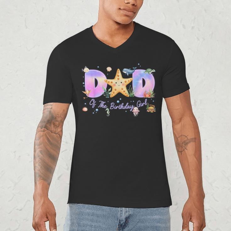 Dad Of The Birthday Girl One-Der The Sea Family Matching Men's V-Neck T-Shirt