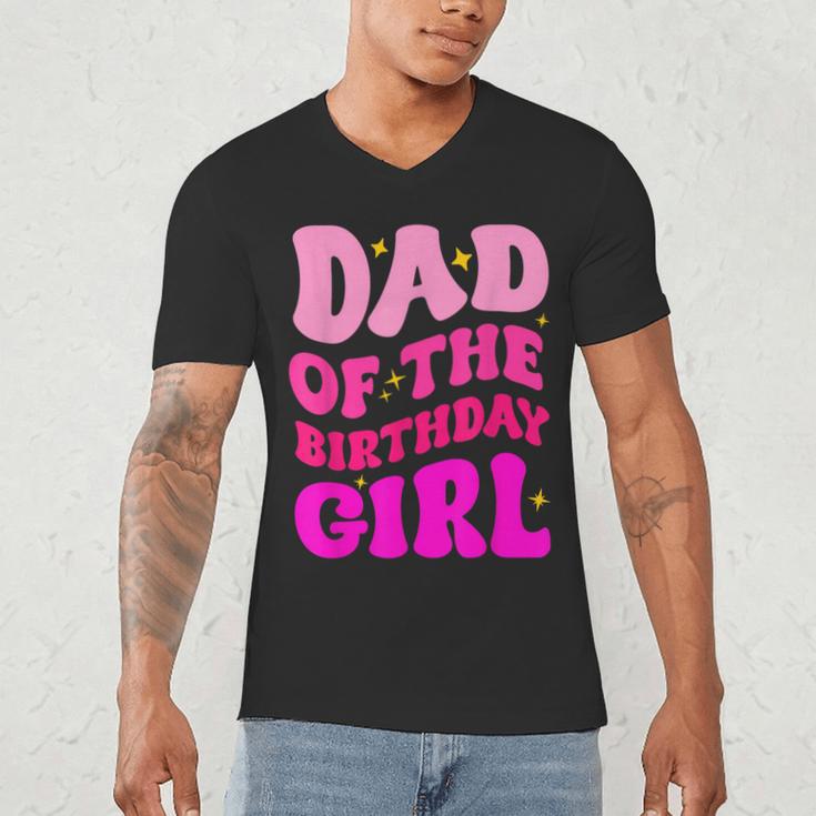 Dad Of The Birthday Girl Party Girls Daddy Birthday Party Men's V-Neck T-Shirt