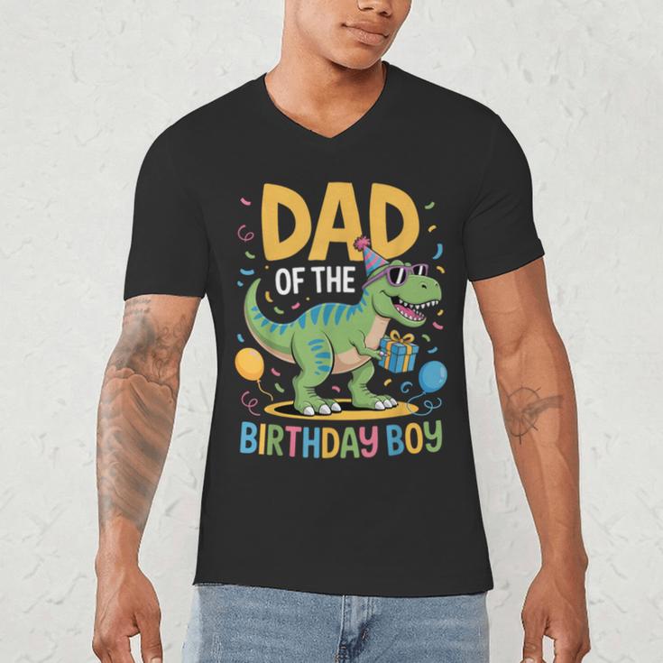 Dad Of The Birthday Party Outfit Dinosaur Squad Daddy Men's V-Neck T-Shirt