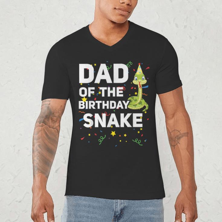 Dad Of The Birthday Snake Themed Birthday Party Men's V-Neck T-Shirt