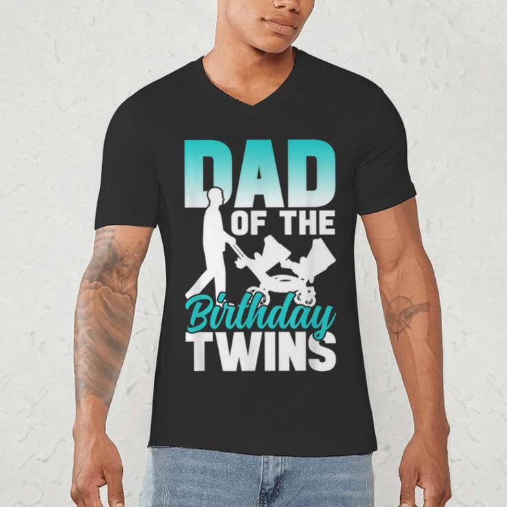 Dad Of The Birthday Twins Celebrate Cute Twin Father Daddy Men's V-Neck T-Shirt Dad Of The Birthday Twins Celebrate Cute Twin Father Daddy Men's V-Neck T-Shirt