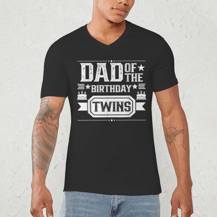 Dad Of The Birthday Twins Cute Twin Celebrate Father Daddy Men's V-Neck T-Shirt