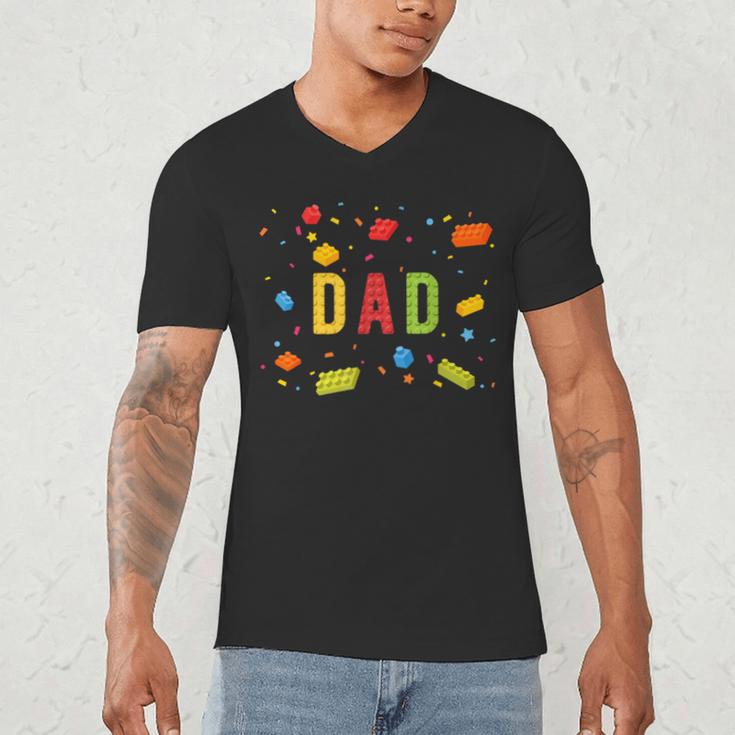 Dad Building Blocks Birthday Boy Men's V-Neck T-Shirt
