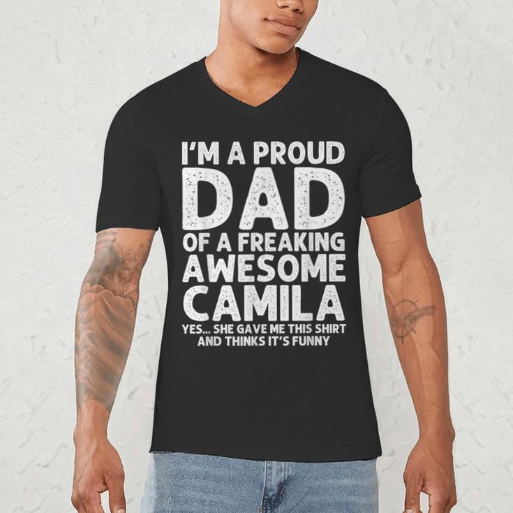 Dad Of CAMILA Father's Day Personalized Name Joke Men's V-Neck T-Shirt