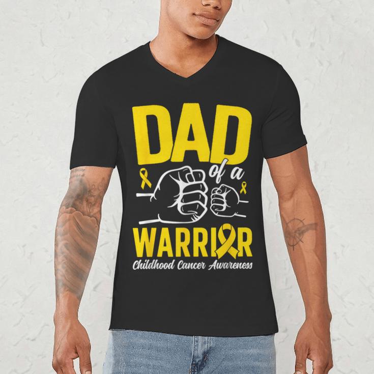 Dad Of A Childhood Cancer Warrior Childhood Cancer Awareness Men's V-Neck T-Shirt Dad Of A Childhood Cancer Warrior Childhood Cancer Awareness Men's V-Neck T-Shirt